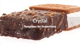  Presentation with chocolate ice cream - Colorful slide deck enhanced with chocolate sandwich ice cream isolated backdrop and a tawny brown colored foreground