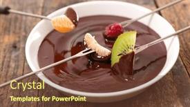  Presentation with sauce - PPT theme featuring chocolate-sauce-and-fresh-fruits background and a tawny brown colored foreground