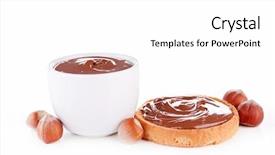  Presentation with spread - Presentation design featuring chocolate spread and toast background and a white colored foreground
