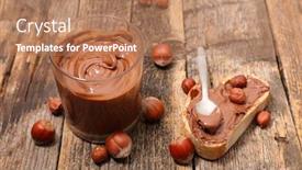  Presentation with spread - Colorful presentation theme enhanced with chocolate-spread-with-baguette backdrop and a coral colored foreground