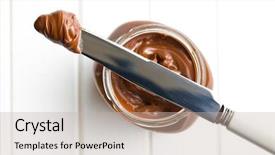  Presentation with spread - Beautiful PPT theme featuring chocolate spread with knife backdrop and a soft green colored foreground