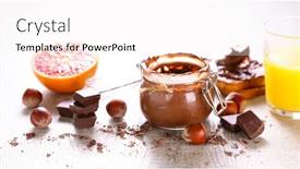  Presentation with spread - PPT theme with chocolate-spread-with-orange-juice background and a white colored foreground