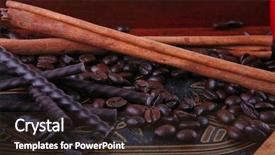  Presentation with coffee chocolate - Audience pleasing theme consisting of chocolate-sticks-with-coffee backdrop and a wine colored foreground