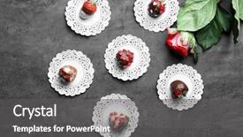  Presentation with flower beautiful lilac border - Audience pleasing presentation consisting of chocolate strawberry - composition with tasty glazed strawberries backdrop and a  colored foreground