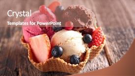  Presentation with ice cream - Slide deck with chocolate strawberry - ice cream background and a coral colored foreground