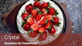  Presentation with chocolate strawberry - Amazing slide set having chocolate-strawberry-and-whipped-cream backdrop and a tawny brown colored foreground