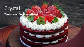  Presentation with chocolate strawberry - PPT theme with chocolate-strawberry-and-whipped-cream background and a dark gray colored foreground