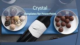 Presentation with chocolate wine - Presentation with chocolate sweets and red wine background and a ocean colored foreground