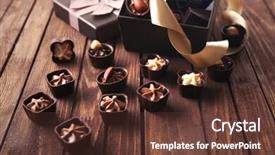  Presentation with sweets - Cool new presentation theme with chocolate sweets on wooden background backdrop and a tawny brown colored foreground