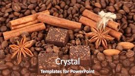  Presentation with chocolate nuts - Audience pleasing PPT theme consisting of chocolate sweets with cocoa spices and nuts on coffee beans background backdrop and a tawny brown colored foreground