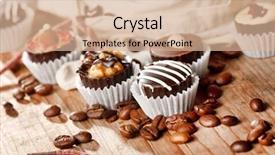  Presentation with coffee chocolate - Colorful theme enhanced with chocolate sweets with coffee beans backdrop and a coral colored foreground