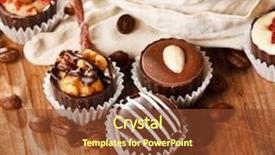  Presentation with coffee chocolate - Colorful slides enhanced with chocolate sweets with coffee beans backdrop and a tawny brown colored foreground