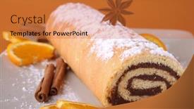  Presentation with swiss roll - Audience pleasing PPT layouts consisting of chocolate swiss roll backdrop and a red colored foreground