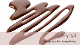  Presentation with white chocolate - PPT theme with chocolate syrup drips in shape background and a coral colored foreground
