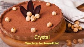  Presentation with hazelnuts - PPT theme featuring chocolate tart with hazelnuts on a wooden plate background and a tawny brown colored foreground
