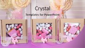  Presentation with baby shower - Audience pleasing theme consisting of chocolate theme - boxes with baby shower favors backdrop and a lemonade colored foreground