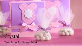  Presentation with baby shower - Slide set with chocolate theme - candy favors and thank you background and a coral colored foreground