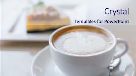  Presentation with coffee chocolate - Slides enhanced with chocolate theme - cup of coffee and cheesecake background and a sky blue colored foreground