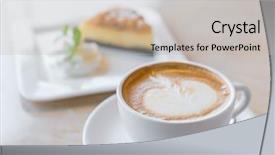  Presentation with piece of the pie - Slides consisting of chocolate theme - cup of coffee and cheesecake background and a soft green colored foreground