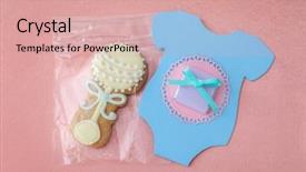  Presentation with baby color - PPT layouts with chocolate theme - cute cookie for baby shower background and a coral colored foreground