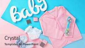  Presentation with baby shower gifts - PPT theme featuring chocolate theme - gifts for baby shower background and a lemonade colored foreground