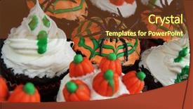  Presentation with spider - Colorful theme enhanced with chocolate theme - halloween cupcakes with ghost spider backdrop and a tawny brown colored foreground
