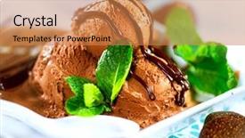  Presentation with chocolate ice cream - Slide set featuring chocolate topping brown chocolate icecream background and a coral colored foreground