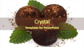  Presentation with candy - Beautiful PPT theme featuring chocolate truffle candy isolated on white background backdrop and a tawny brown colored foreground