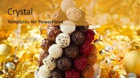  Presentation with coconut tree - Slide set enhanced with chocolate truffle christmas tree background and a gold colored foreground