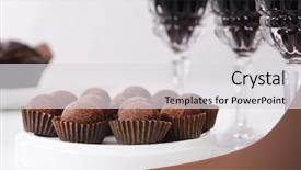  Presentation with chocolate wine - PPT theme enhanced with chocolate truffles and red wine background and a  colored foreground