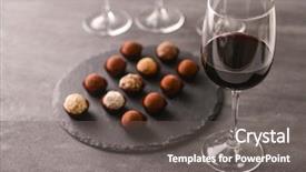  Presentation with chocolate wine - Amazing PPT layouts having chocolate truffles and red wine backdrop and a gray colored foreground