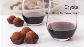  Presentation with chocolate wine - Presentation design featuring chocolate truffles and red wine background and a mint green colored foreground