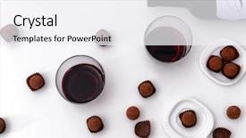  Presentation with chocolate wine - Presentation featuring chocolate truffles and red wine background and a white colored foreground