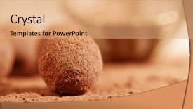  Presentation with cocoa - Audience pleasing presentation consisting of chocolate truffles cocoa powder dusted backdrop and a coral colored foreground