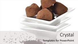  Presentation with white chocolate - Colorful presentation design enhanced with chocolate truffles in white dish backdrop and a light gray colored foreground
