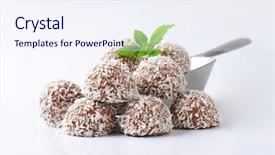  Presentation with non dairy vegan coconut milk - Theme consisting of chocolate truffles rolled in coconut background and a sky blue colored foreground