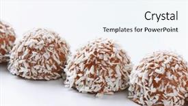  Presentation with christmas chocolate - Colorful theme enhanced with chocolate truffles rolled in coconut backdrop and a sky blue colored foreground