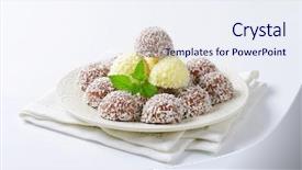  Presentation with coconut and bamboo - Theme with chocolate truffles rolled in coconut background and a sky blue colored foreground