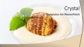  Presentation with chocolate ice cream - Presentation design with chocolate-vanilla ice cream immersed in a pudding background and a sky blue colored foreground