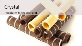  Presentation with wafer - Slide deck consisting of chocolate wafer tubes on a white background background and a light gray colored foreground