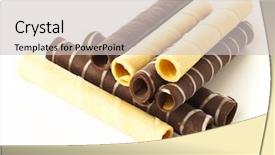  Presentation with wafer - PPT theme consisting of chocolate wafer tubes on a white background background and a light gray colored foreground