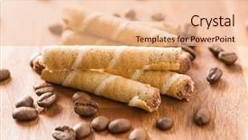  Presentation with coffee chocolate - Audience pleasing PPT layouts consisting of chocolate waffle rolls and coffee backdrop and a lemonade colored foreground