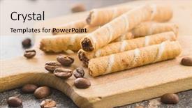  Presentation with coffee chocolate - Slide deck enhanced with chocolate waffle rolls and coffee background and a lemonade colored foreground