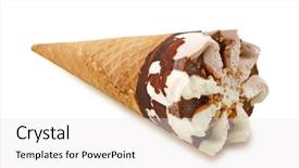  Presentation with ice cream - Colorful PPT theme enhanced with chocolate with nuts ice cream backdrop and a white colored foreground