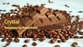  Presentation with coffee chocolate - Slide deck enhanced with chocolate with star anise and coffee beans on wooden background background and a tawny brown colored foreground