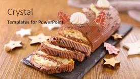  Presentation with christmas chocolate - Slide deck featuring chocolate-yule-log-christmas-cake background and a coral colored foreground