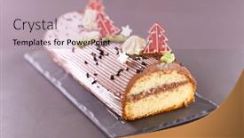  Presentation with christmas chocolate - Amazing slide deck having chocolate-yule-log-christmas-cake backdrop and a mint green colored foreground