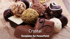  Presentation with paper - Beautiful PPT theme featuring chocolates-assorted-on-crumble-paper backdrop and a tawny brown colored foreground