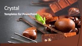  Presentation with praline - Amazing presentation design having chocolates background chocolate assortment of fine chocolates in dark and milk chocolate with vanilla and mint praline chocolate sweets backdrop and a gray colored foreground