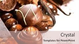  Presentation with praline - Amazing slide set having chocolates border isolated on white background chocolate assortment of fine chocolates in white dark and milk chocolate variety of praline chocolate sweets backdrop and a soft green colored foreground